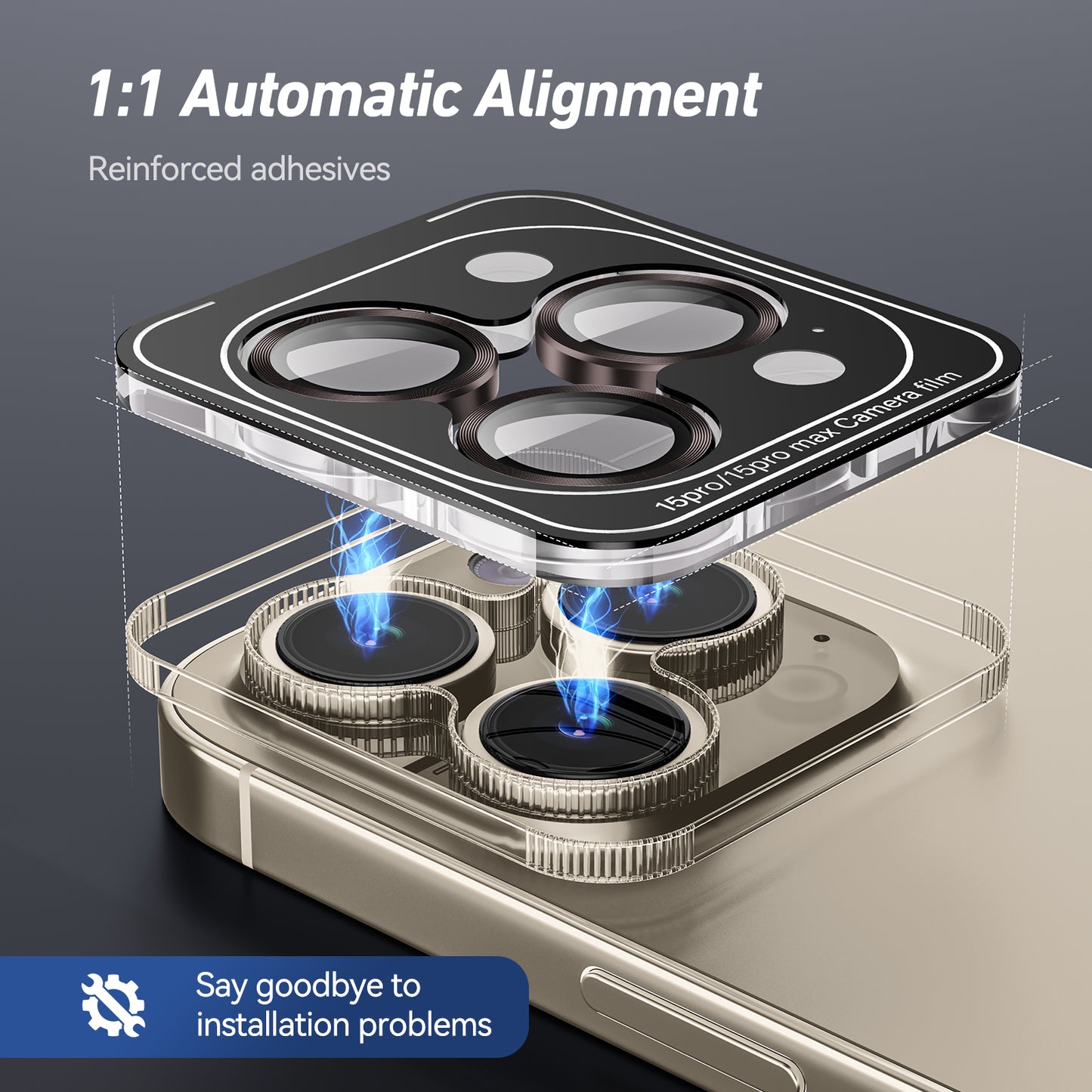 Jeluse 3X2 Pack Compatible for iPhone 15 Pro Max/iPhone 15 Pro Camera Lens Protector 9H Tempered Glass Cover - Natural Titanium
