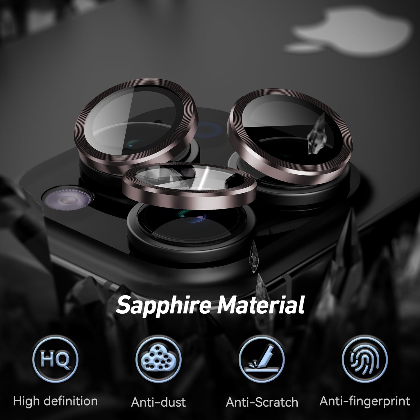 Jeluse 3X2 Pack Compatible for iPhone 15 Pro Max/iPhone 15 Pro Camera Lens Protector 9H Tempered Glass Cover - Natural Titanium