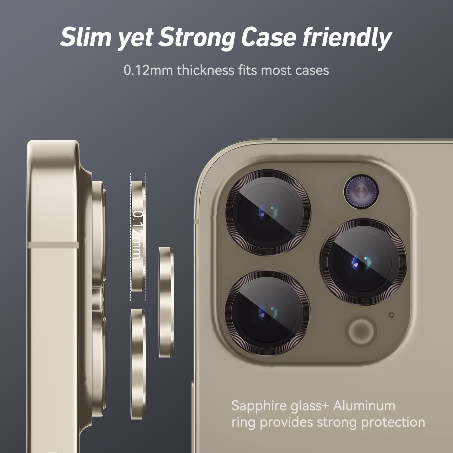 Jeluse 3X2 Pack Compatible for iPhone 15 Pro Max/iPhone 15 Pro Camera Lens Protector 9H Tempered Glass Cover - Natural Titanium